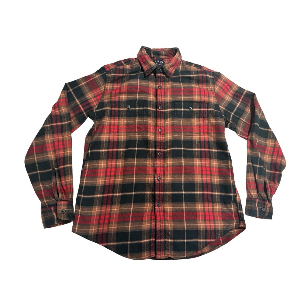 J Crew Flannel Shirt Men's Sz Medium Multicolor Long Sleeve Button Up